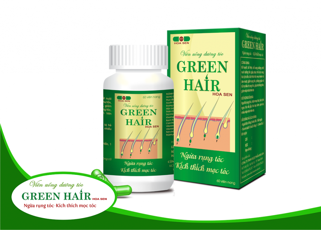 Hạn chế rụng tóc bằng thực phẩm chức năng Green Hair Hoa Sen