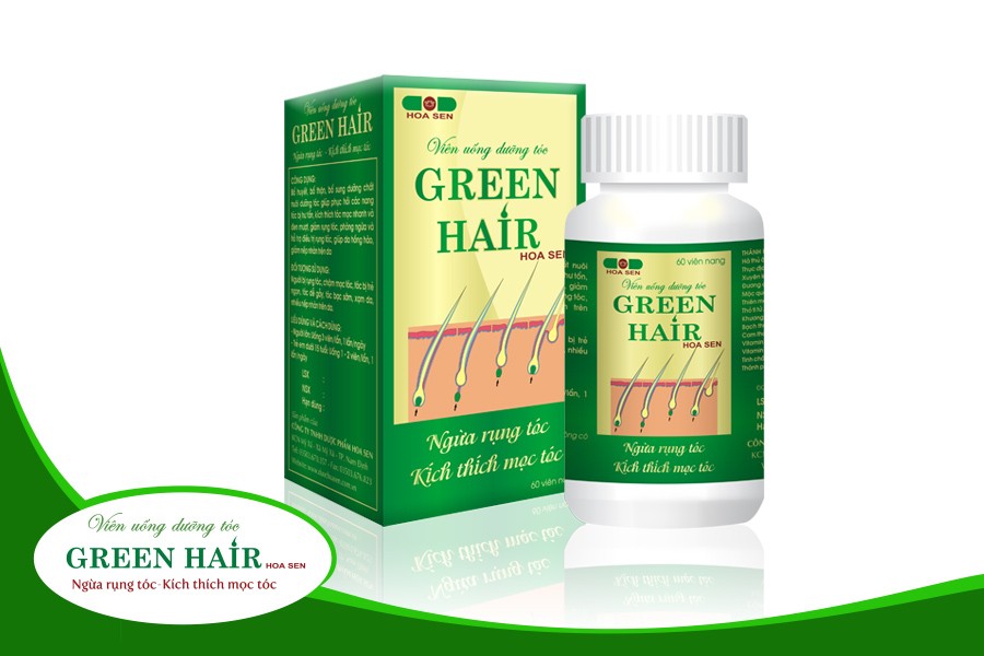 Viên uống dưỡng tóc Green Hair Hoa Sen giúp mái tóc chắc khỏe